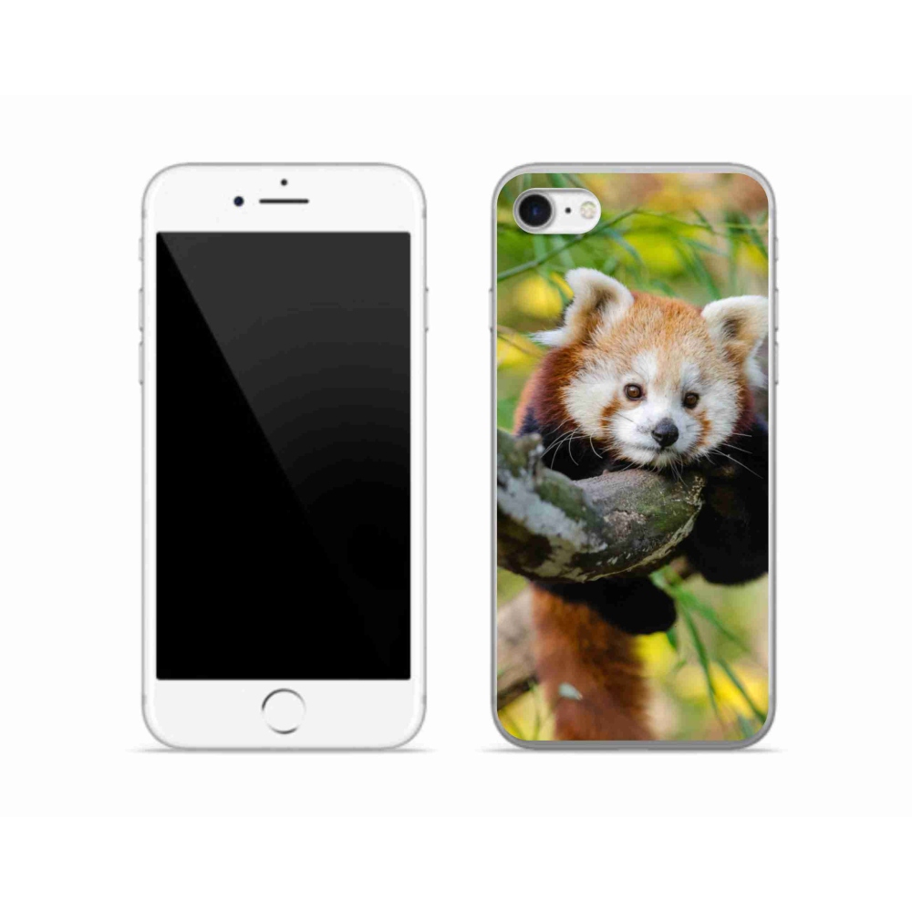 Gélový kryt mmCase na iPhone SE (2020) - panda červená