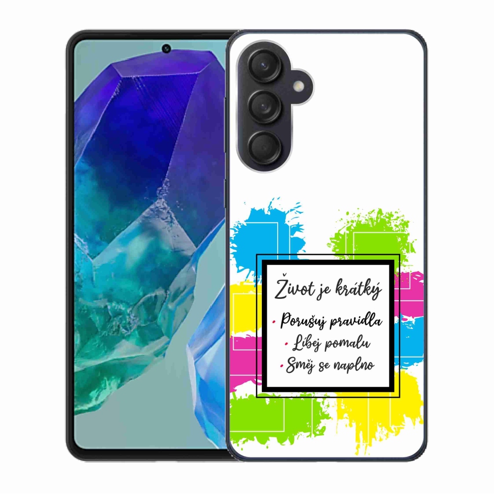 Gélový kryt mmCase na Samsung Galaxy M55 5G - citát 5 biele pozadie