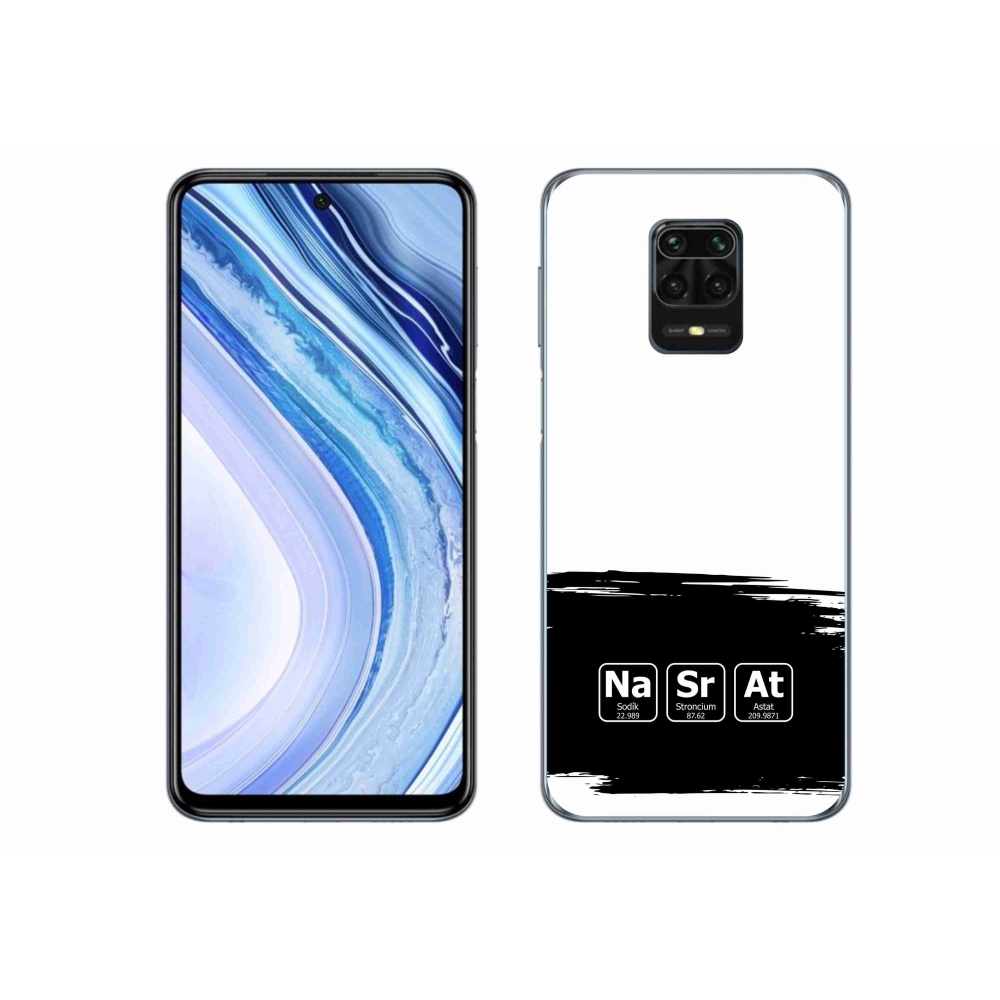 Gélový kryt mmCase na Xiaomi Redmi Note 9S - chemické prvky čiernobiele pozadie