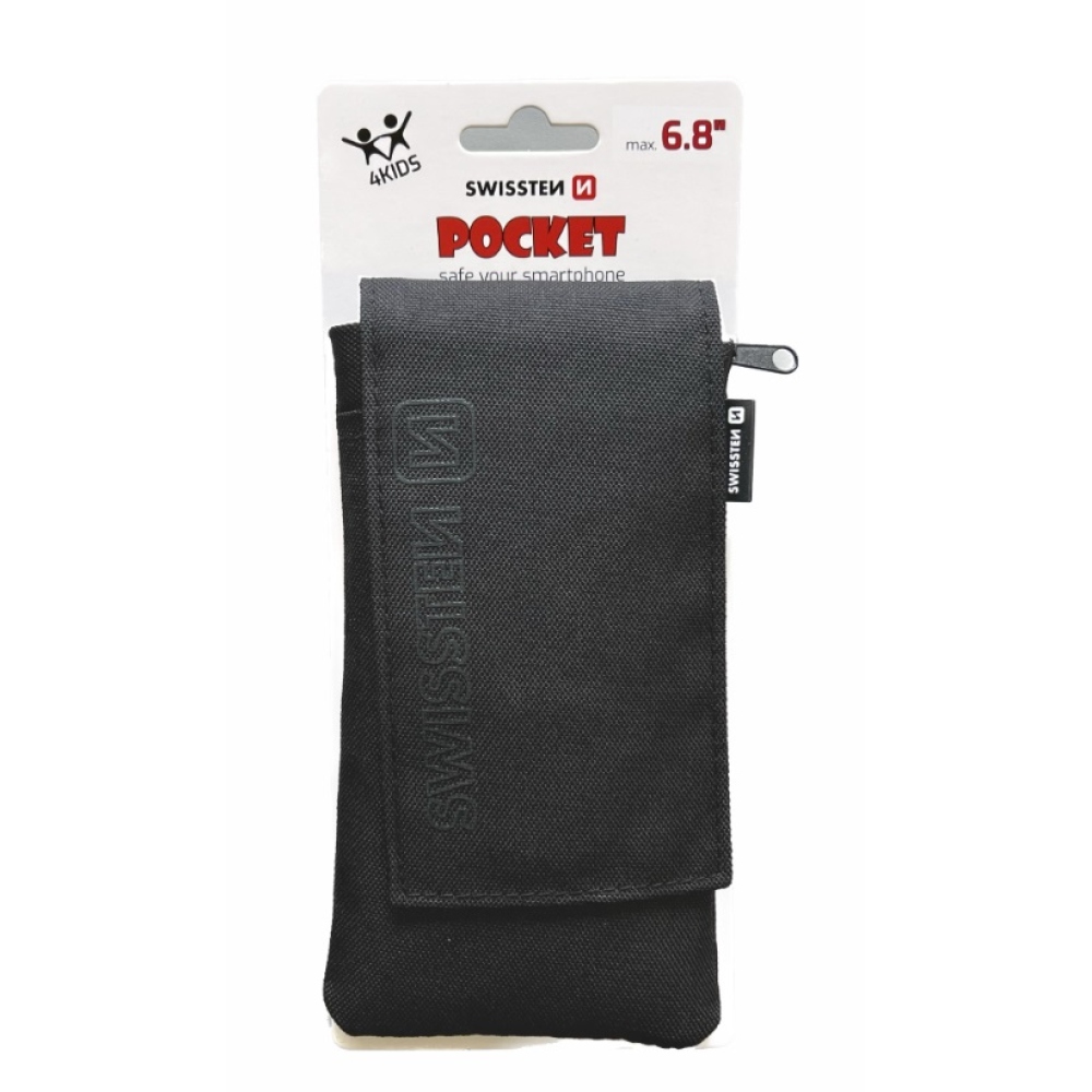 Univerzálne látkové púzdro Swissten Pocket 6,8 so šnúrkou - čierne