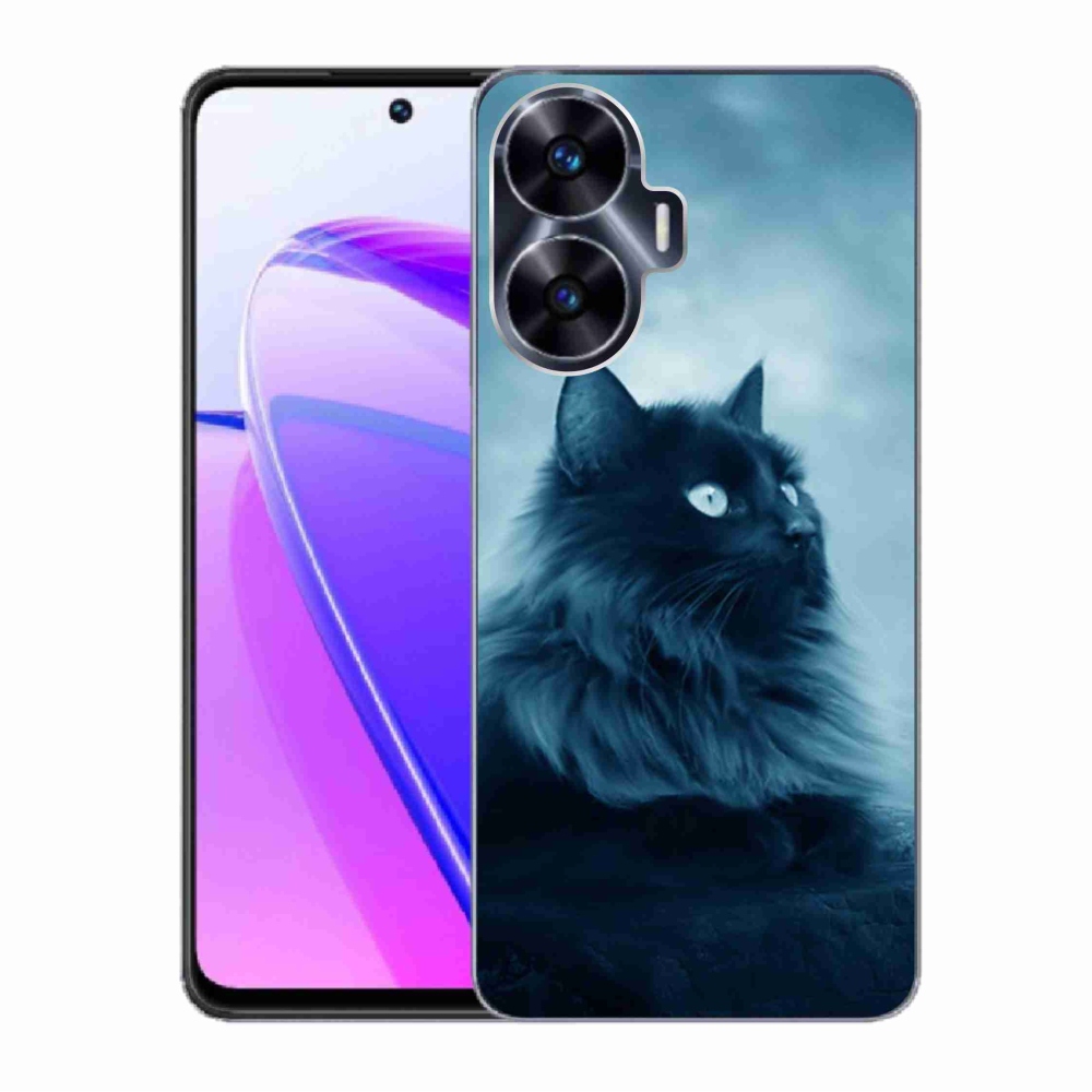 Gélový obal mmCase na Realme C55 - čierna mačka 1