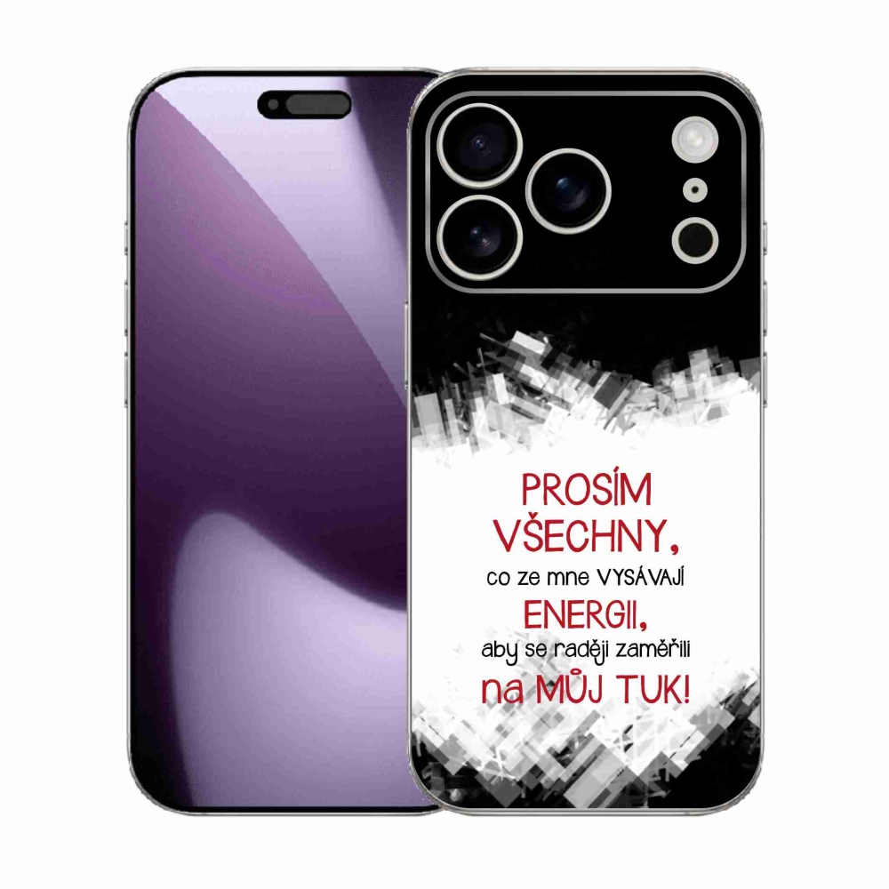 Gélový kryt mmCase na iPhone 17 Pro - vtipný text 1 červený