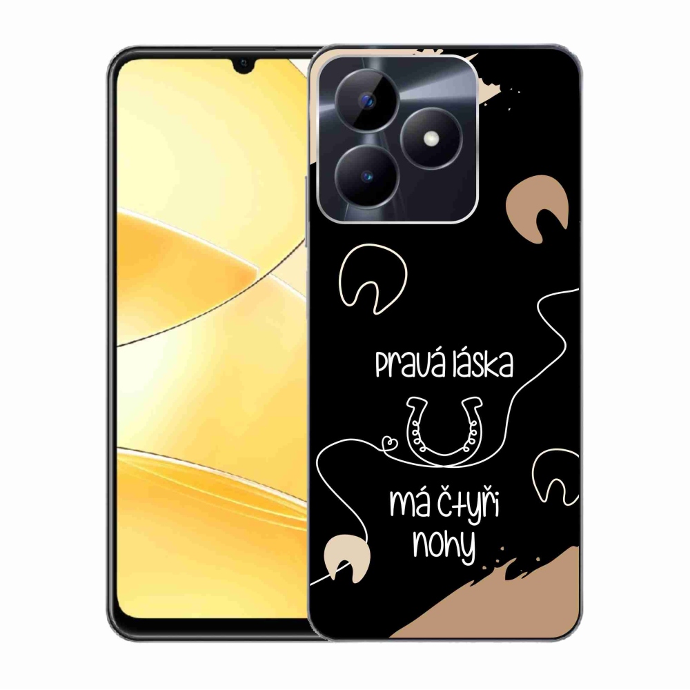 Gélový kryt mmCase na Realme C51/C53 - konský motív čierne pozadie