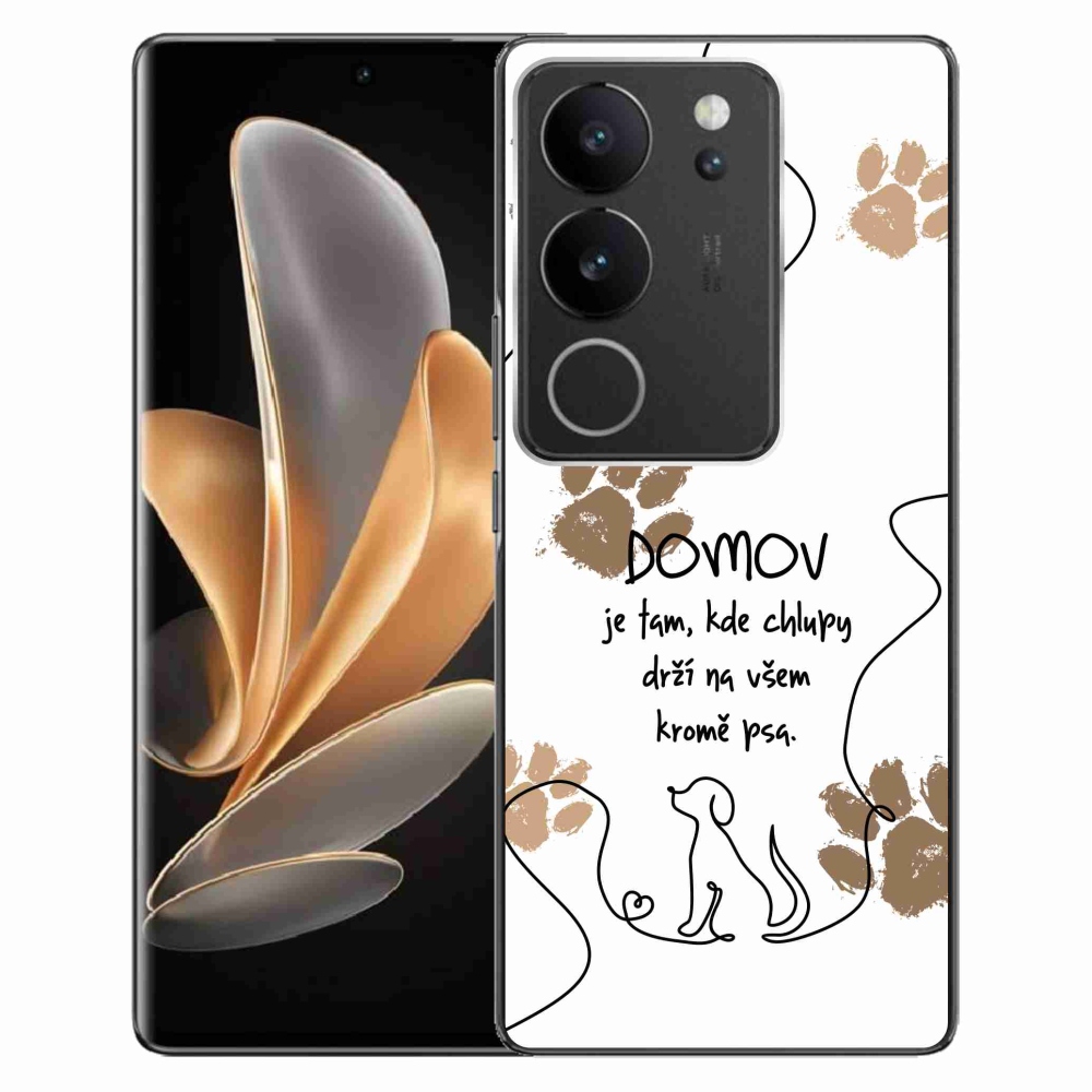 Gélový kryt mmCase na Vivo V29 5G - psí motív biele pozadie