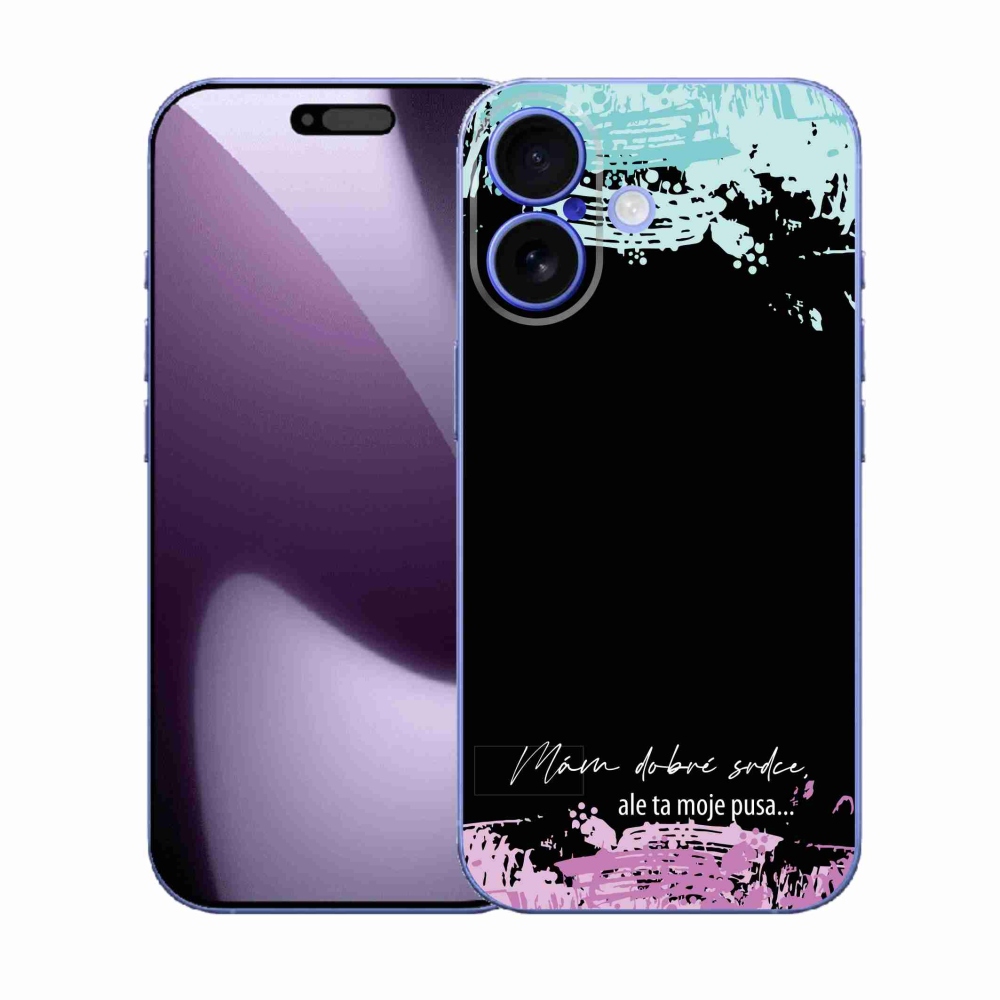 Gélový kryt mmCase na iPhone 17 - vtipný text 3 čierne pozadie