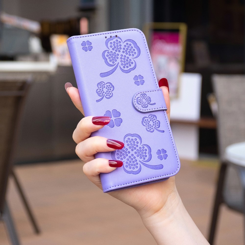 Clover knižkové púzdro na Samsung Galaxy S25 Edge - fialové