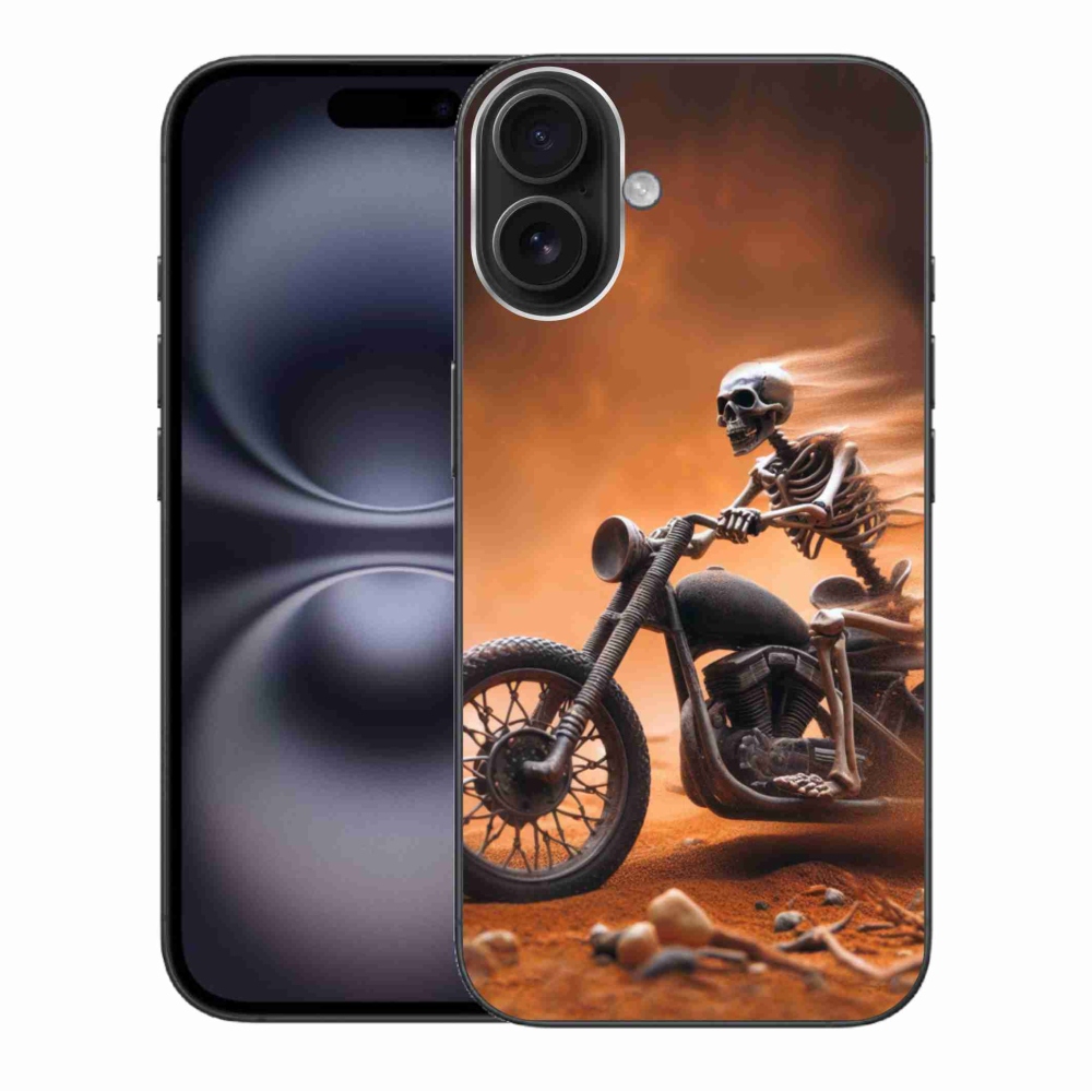 Gélový kryt mmCase na iPhone 16 Plus - kostra na motorke