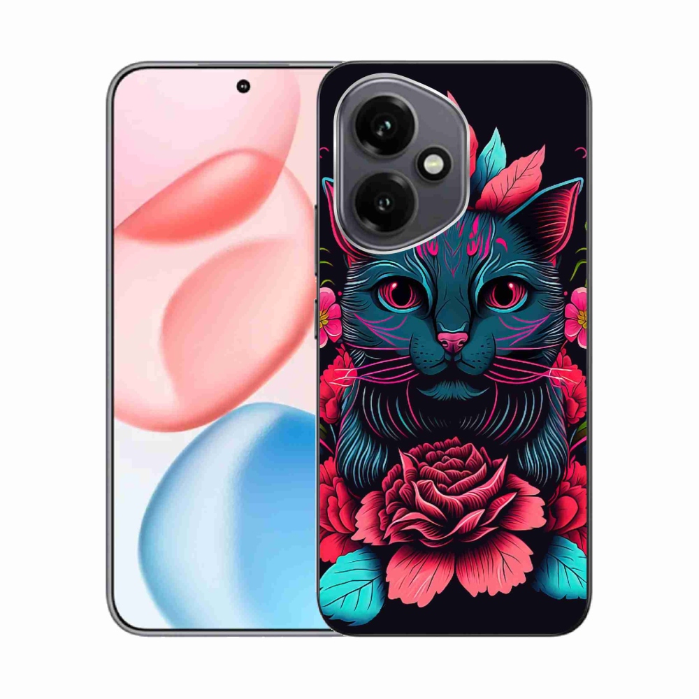 Gélový kryt mmCase na Honor 400 - kvety a mačka