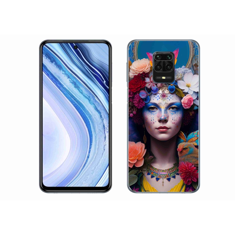 Gélový kryt mmCase na Xiaomi Redmi Note 9S - žena s kvetinami