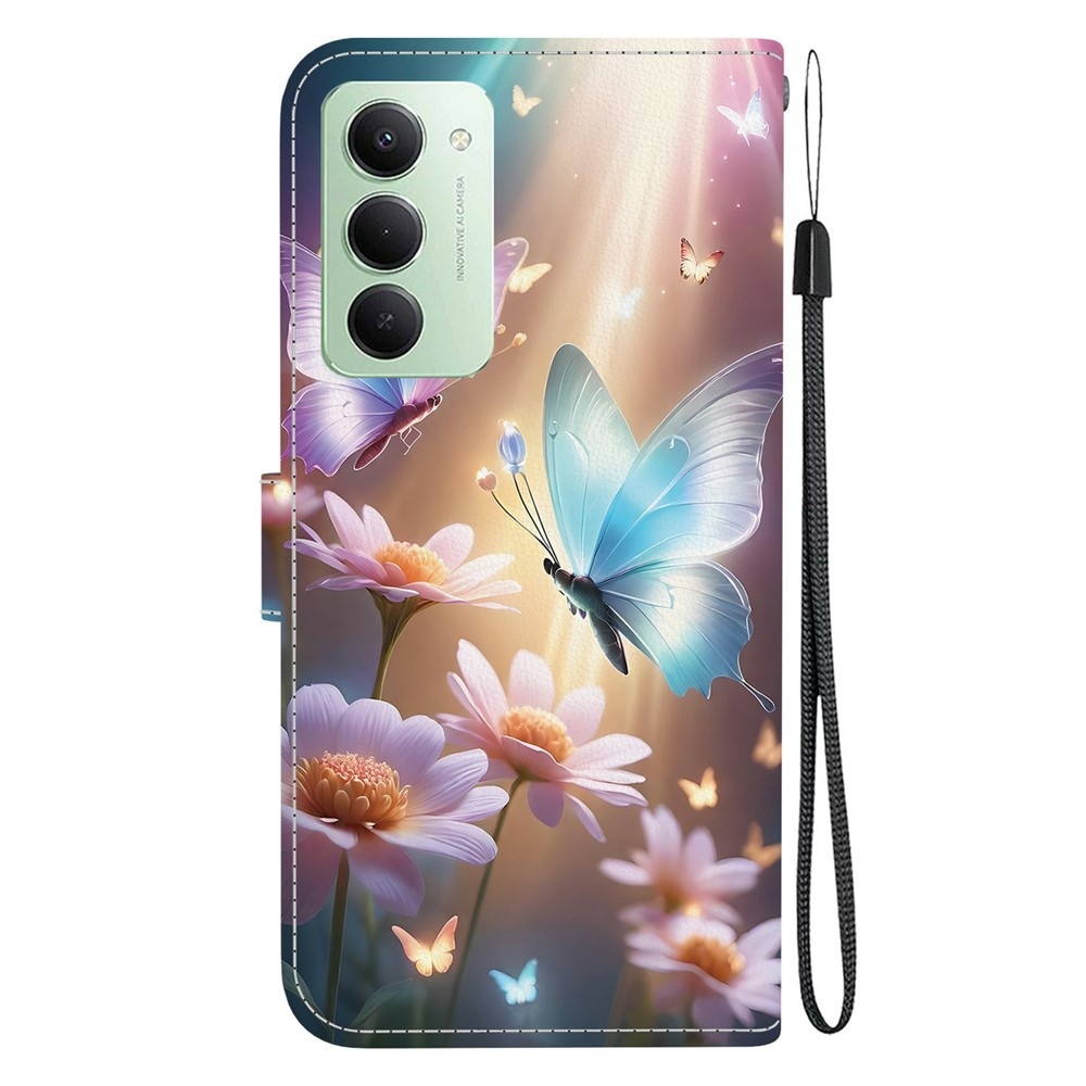 Versatile knižkové púzdro na Xiaomi Redmi 15 4G (171mm) - motýle a margarétky