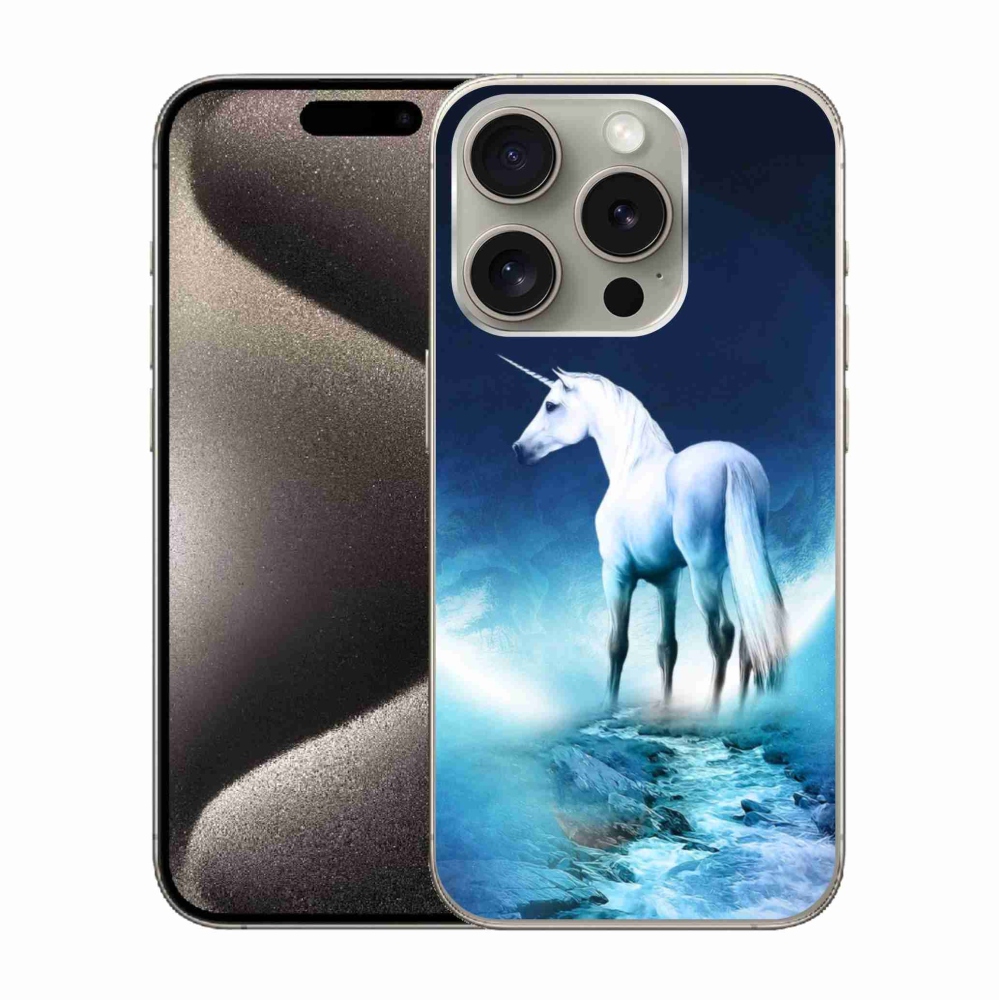 Gélový kryt mmCase na iPhone 15 Pro - biely jednorožec