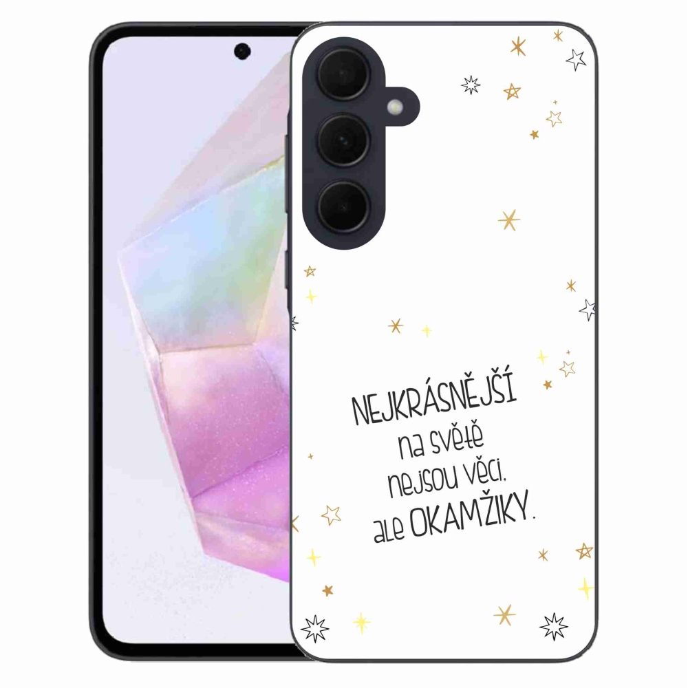 Gélový kryt mmCase na Samsung Galaxy A35 5G - citát 4 biele pozadie