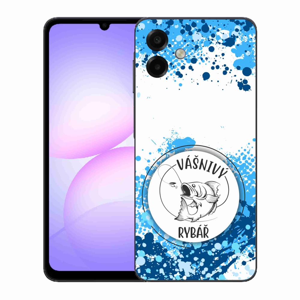 Gélový kryt mmCase na Samsung Galaxy A07 4G - vášnivý rybár biele pozadie
