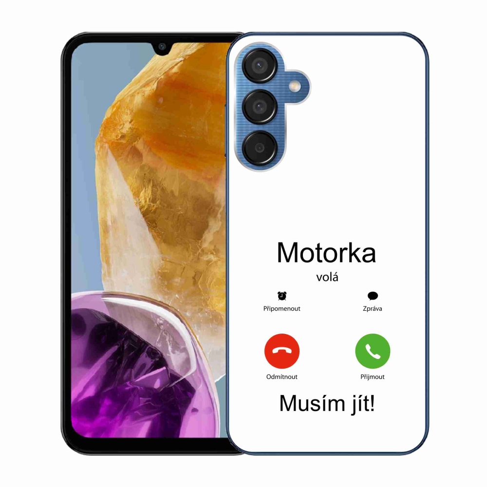 Gélový kryt mmCase na Samsung Galaxy M15 5G - motorka volá biele pozadie