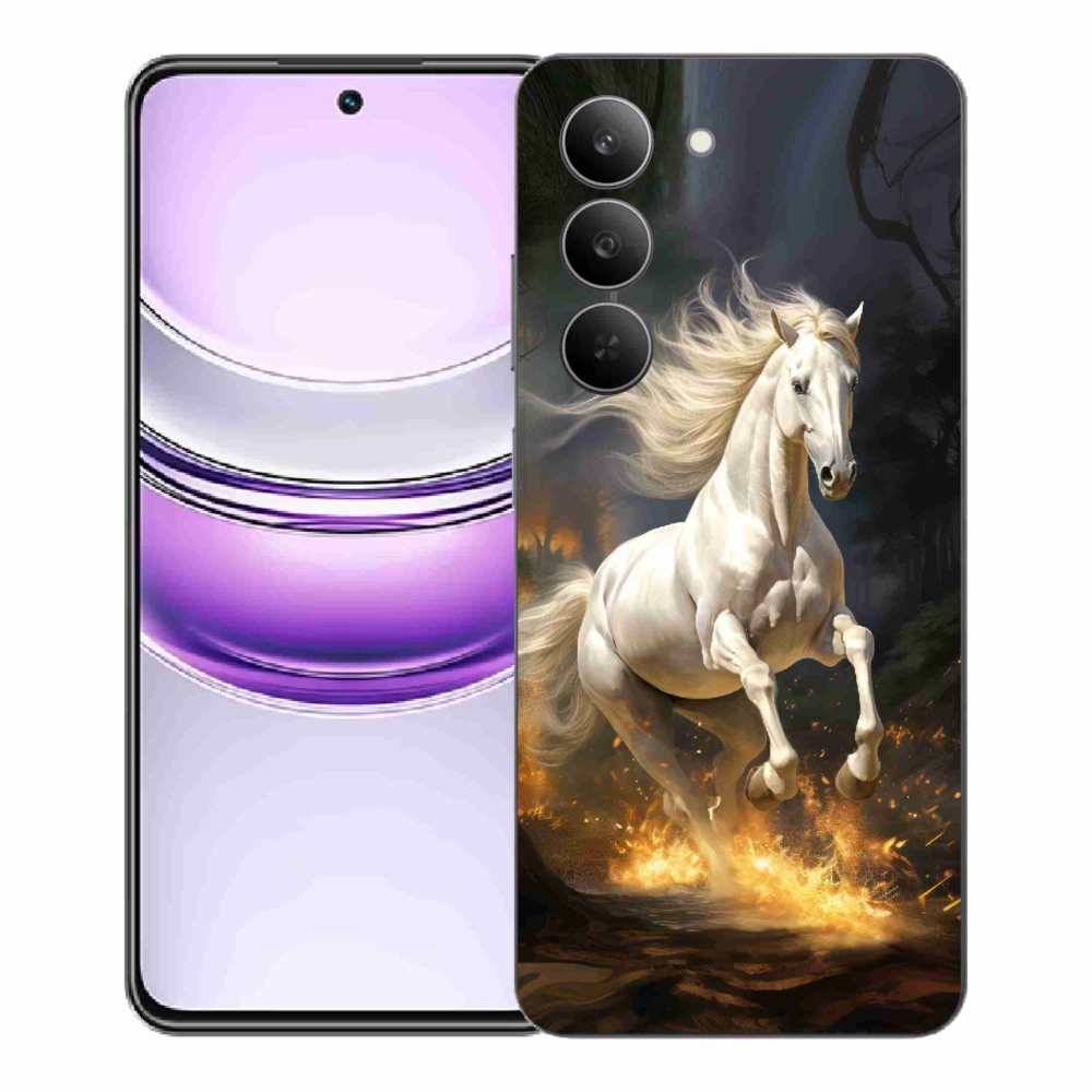 Gélový kryt mmCase na Realme 14x 5G - biely kôň 2