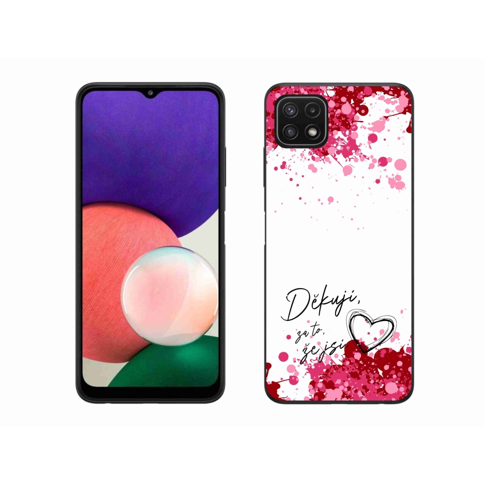 Gélový kryt mmCase na Samsung Galaxy A22 5G - zamilovaný text 2 biele pozadie
