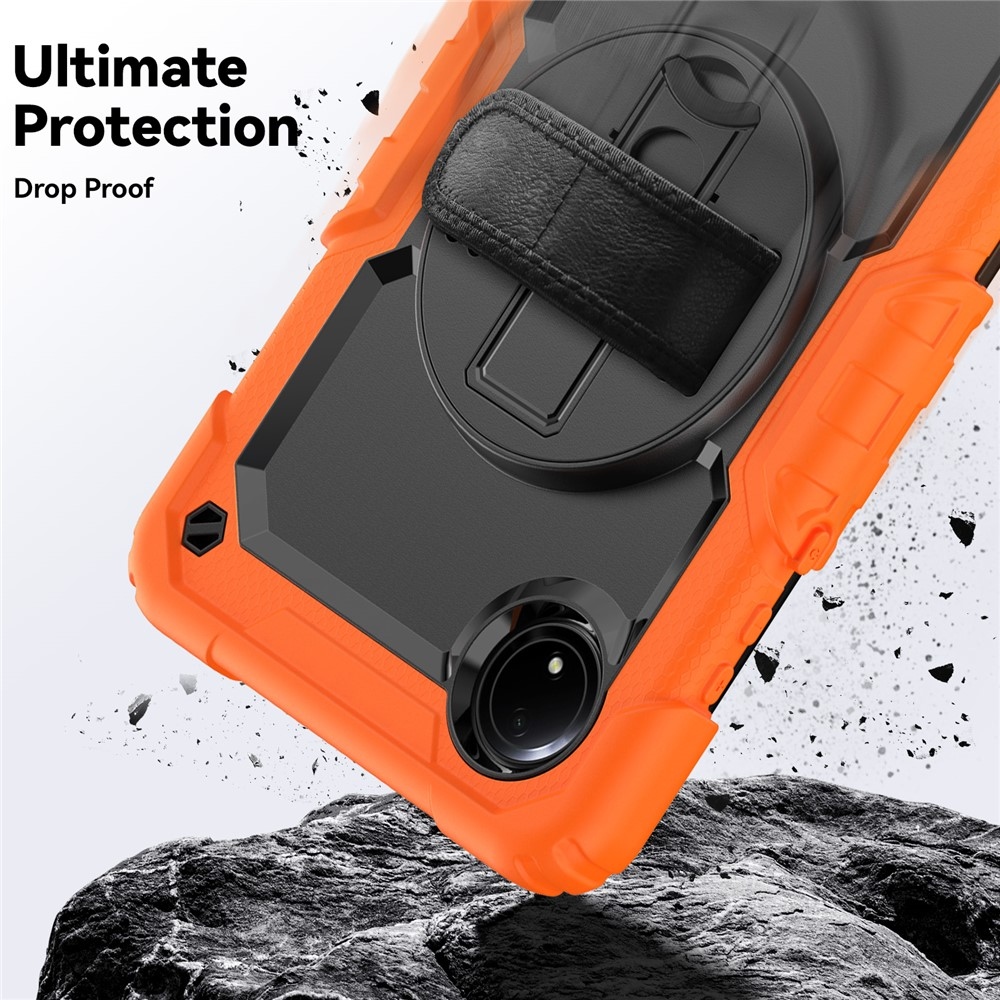 Strap odolný kryt s držiakom na ruku a ramenným popruhom na Xiaomi Redmi Pad SE 8.7 - oranžový
