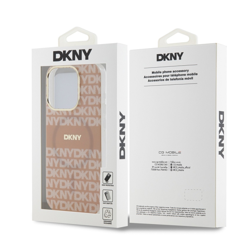 DKNY PC/TPU Repeat Pattern Tonal Stripe Magsafe Zadný Kryt pre iPhone 14 Pro Pink