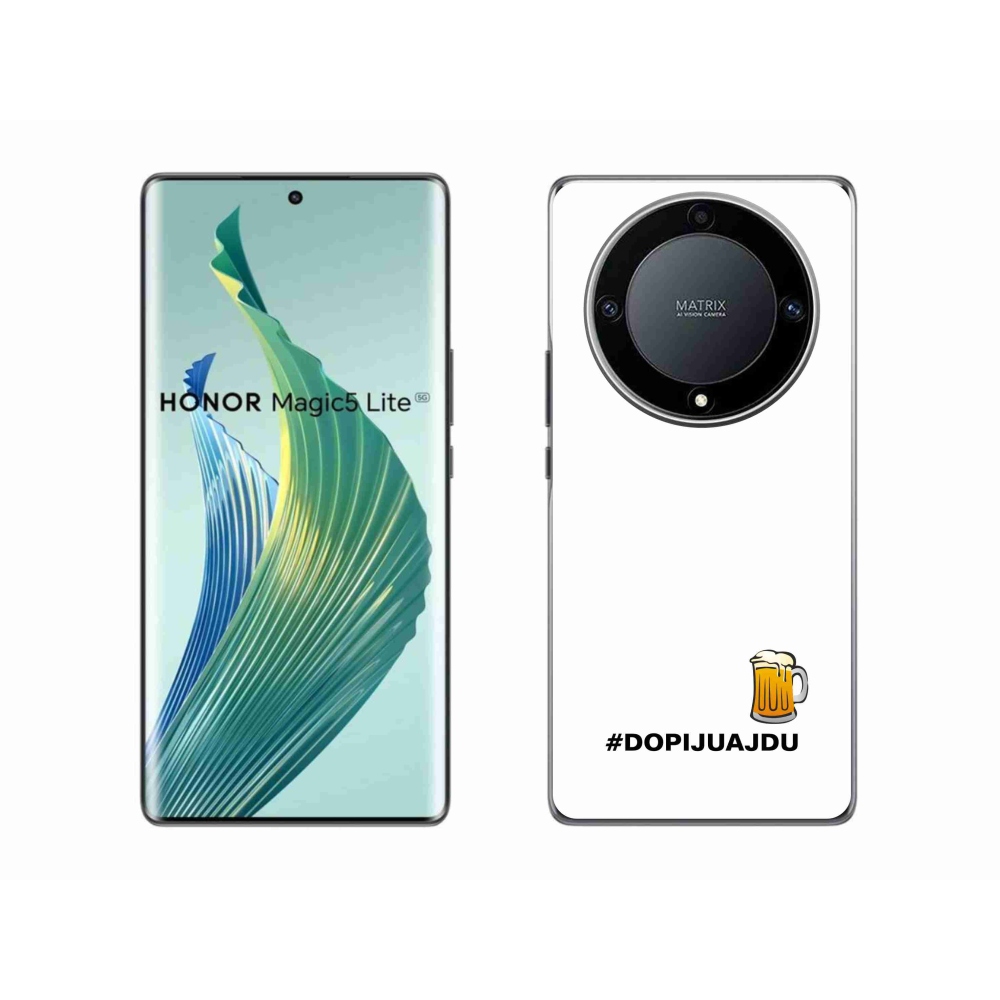 Gélový kryt mmCase na Honor Magic 5 Lite 5G - pivný motív 1 biele pozadie