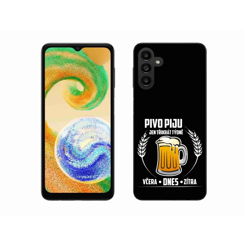 Gélový kryt mmCase na Samsung Galaxy A04s (164.7x76.7x9.1mm) - pivný motív čierne pozadie