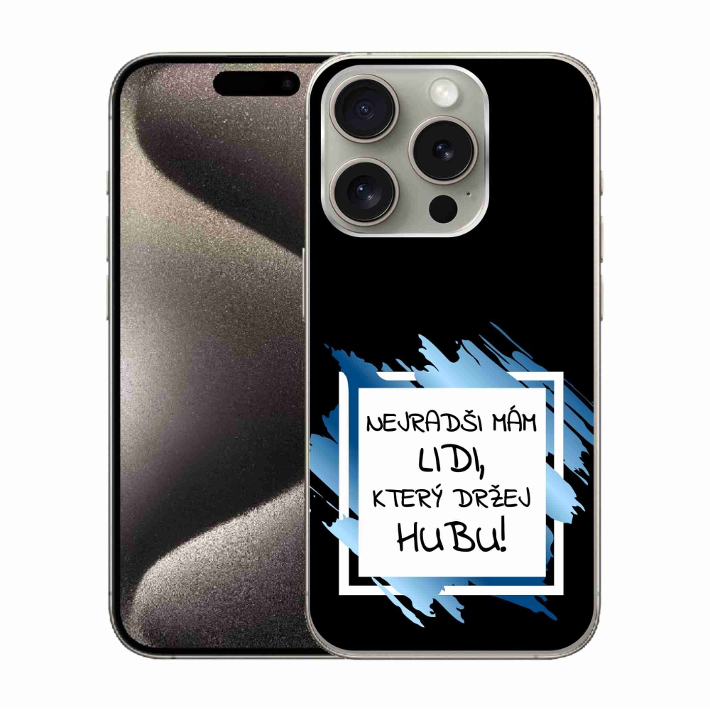 Gélový kryt mmCase na iPhone 15 Pro - vtipný text 7 bieločierne pozadie