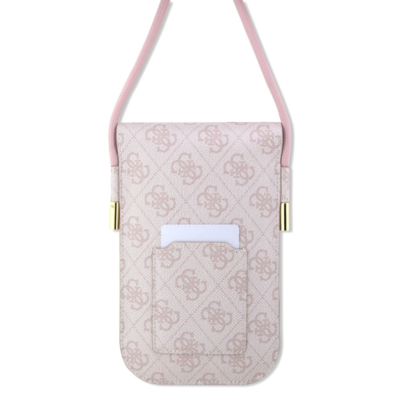 Guess PU 4G Metal Logo Script Phone Bag Pink