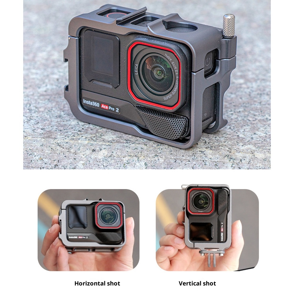 Hliníkový ochranný rám s dvoma držiakmi príslušenstva pre Insta360 Ace Pro 2, Ace Pro a Ace