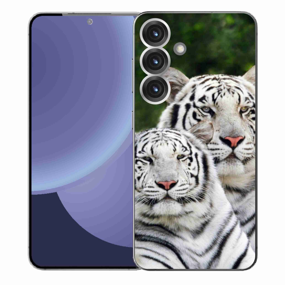 Gélový kryt mmCase na Samsung Galaxy S25+ - bieli tigre