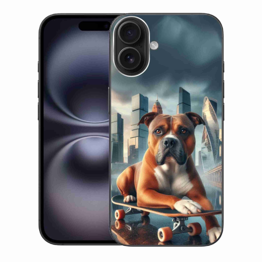 Gélový kryt mmCase na iPhone 16 Plus - pes na skateboarde