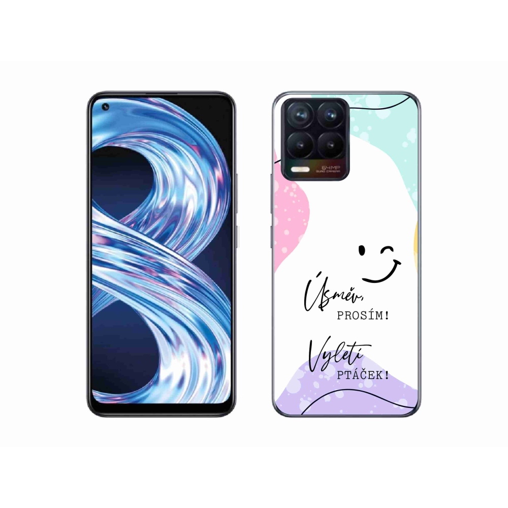 Gélový kryt mmCase na Realme 8 4G - vtipný text 4 biele pozadie