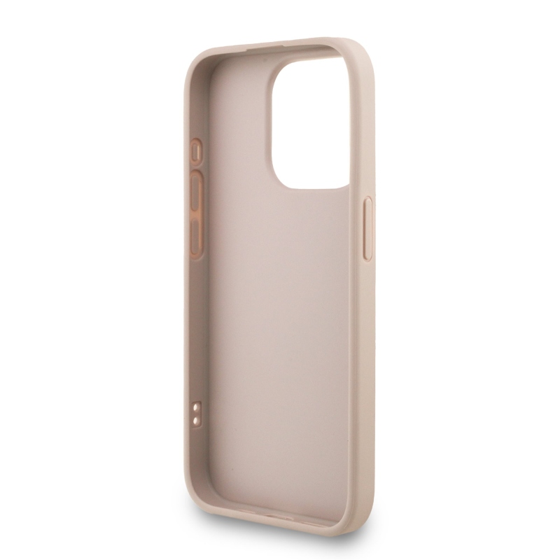 Guess PU 4G Metal Logo Strap Zadný Kryt pre iPhone 15 Pro Max Pink