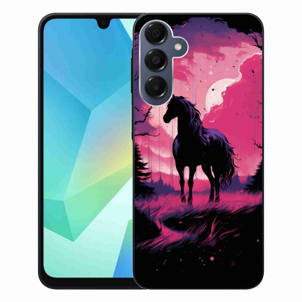 Gélový kryt mmCase na Samsung Galaxy A16 4G/5G - čierny kreslený kôň 1