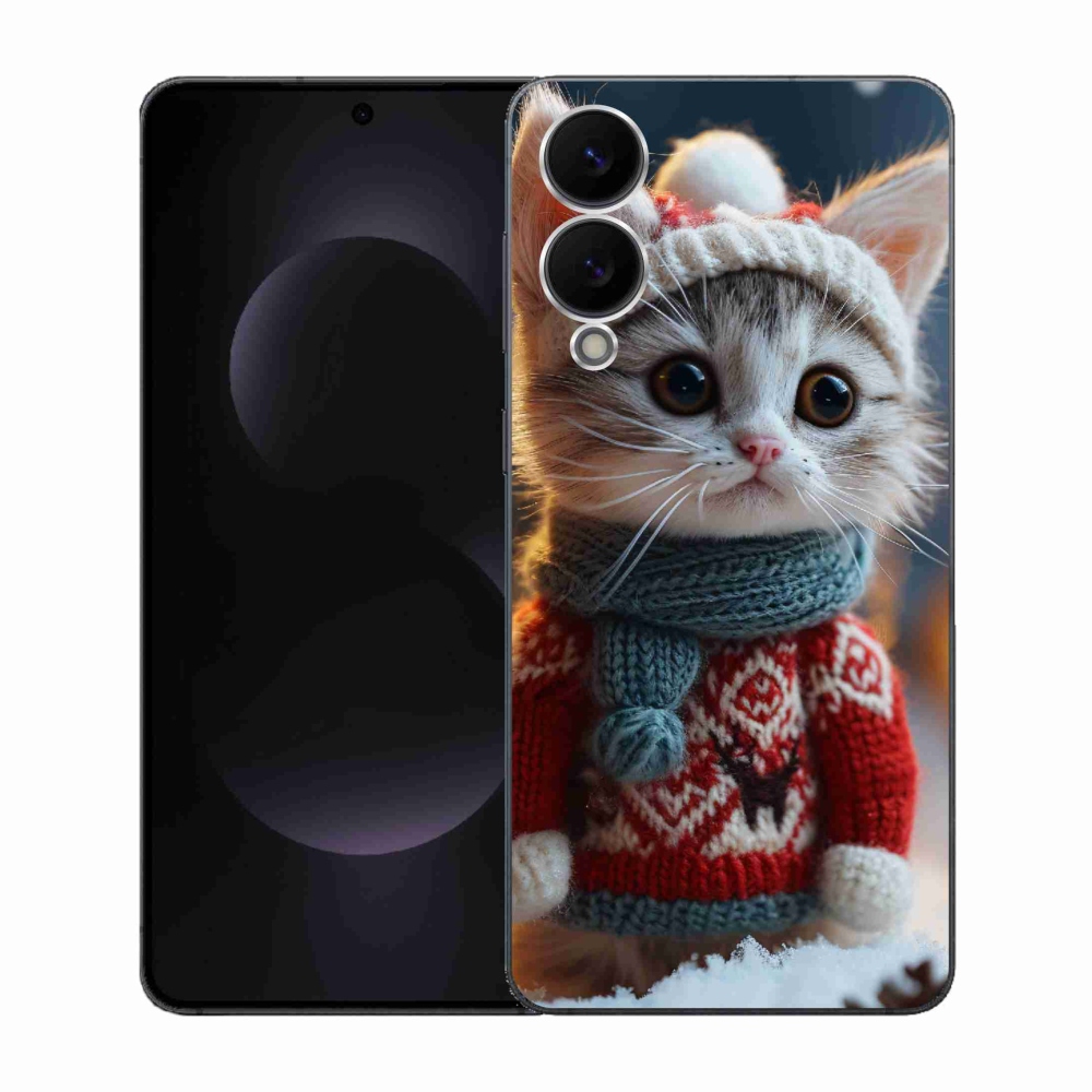 Gélový kryt mmCase na Samsung Galaxy S25 Edge - mačiatko vo svetri