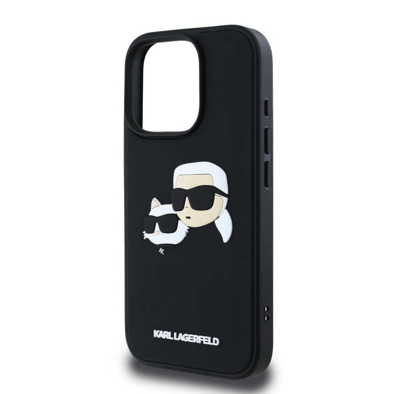 Karl Lagerfeld 3D Rubber Double Heads Zadný Kryt pre iPhone 16 Pro Black