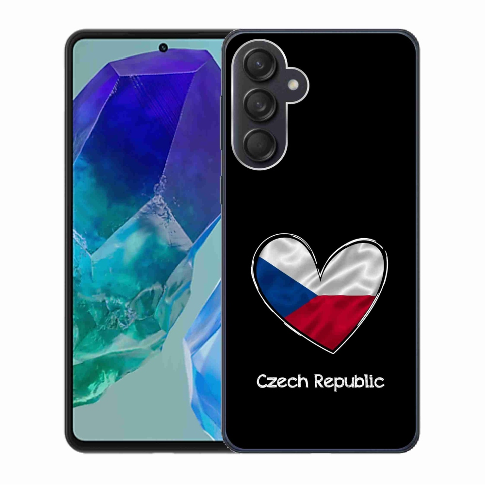 Gélový kryt mmCase na Samsung Galaxy M55 5G - vlajka srdca čierne pozadie