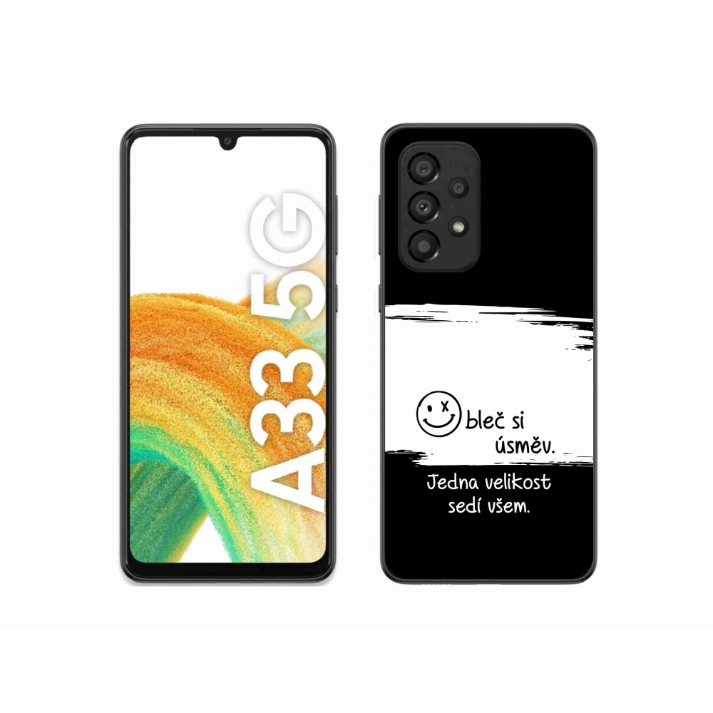 Gélový kryt mmCase na Samsung Galaxy A33 5G - vtipný text 8 bieločierne pozadie