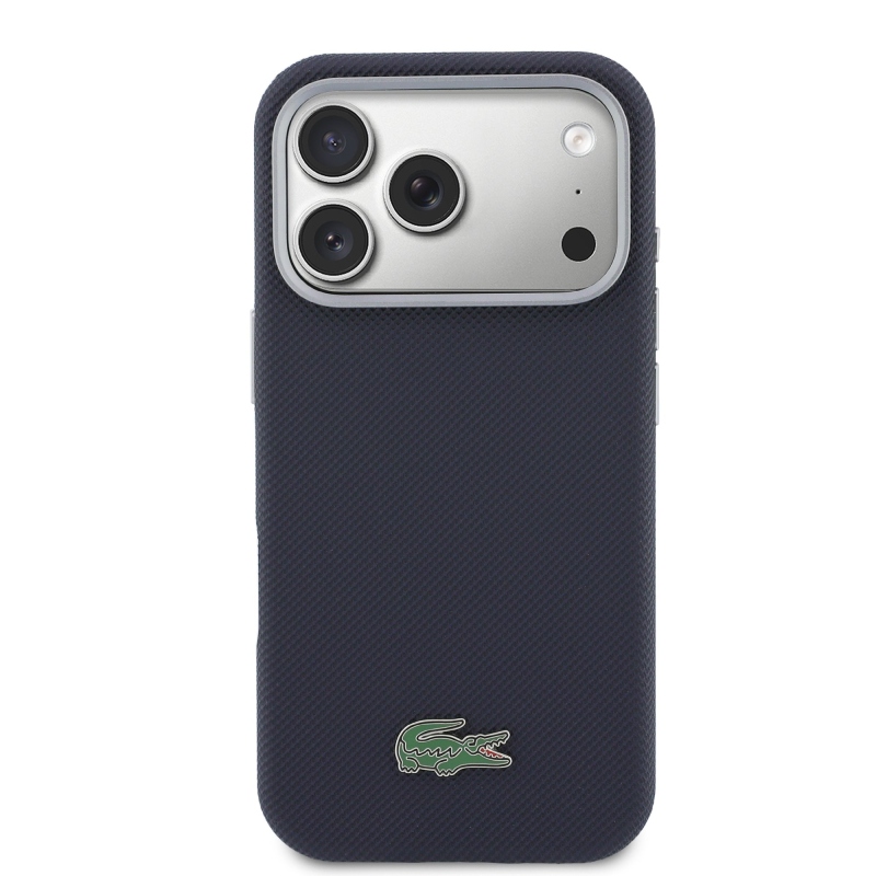Lacoste PVC Petit Pique Semi Wrap MagSafe kryt pre iPhone 17 Pro Navy