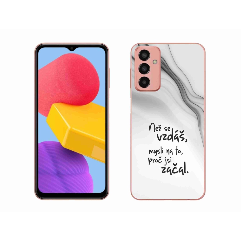 Gélový kryt mmCase na Samsung Galaxy M13 - citát 2 biele pozadie