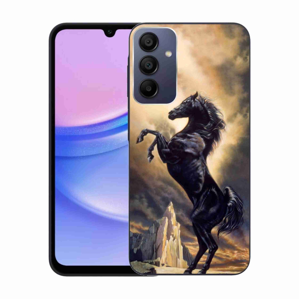 Gélový kryt mmCase na Samsung Galaxy A15 4G/5G - čierny kreslený kôň