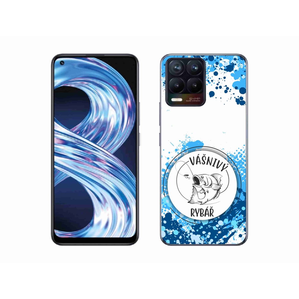 Gélový kryt mmCase na Realme 8 4G - vášnivý rybár biele pozadie