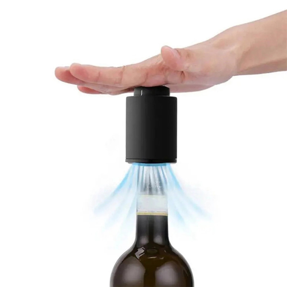 Uzáver na víno a prosecco s ukazovateľom dátumu - čierny