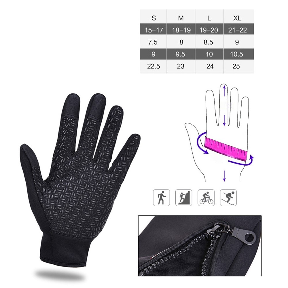 Outdoorové vetruodolné dotykové rukavice v čiernej farbe - veľkosť L