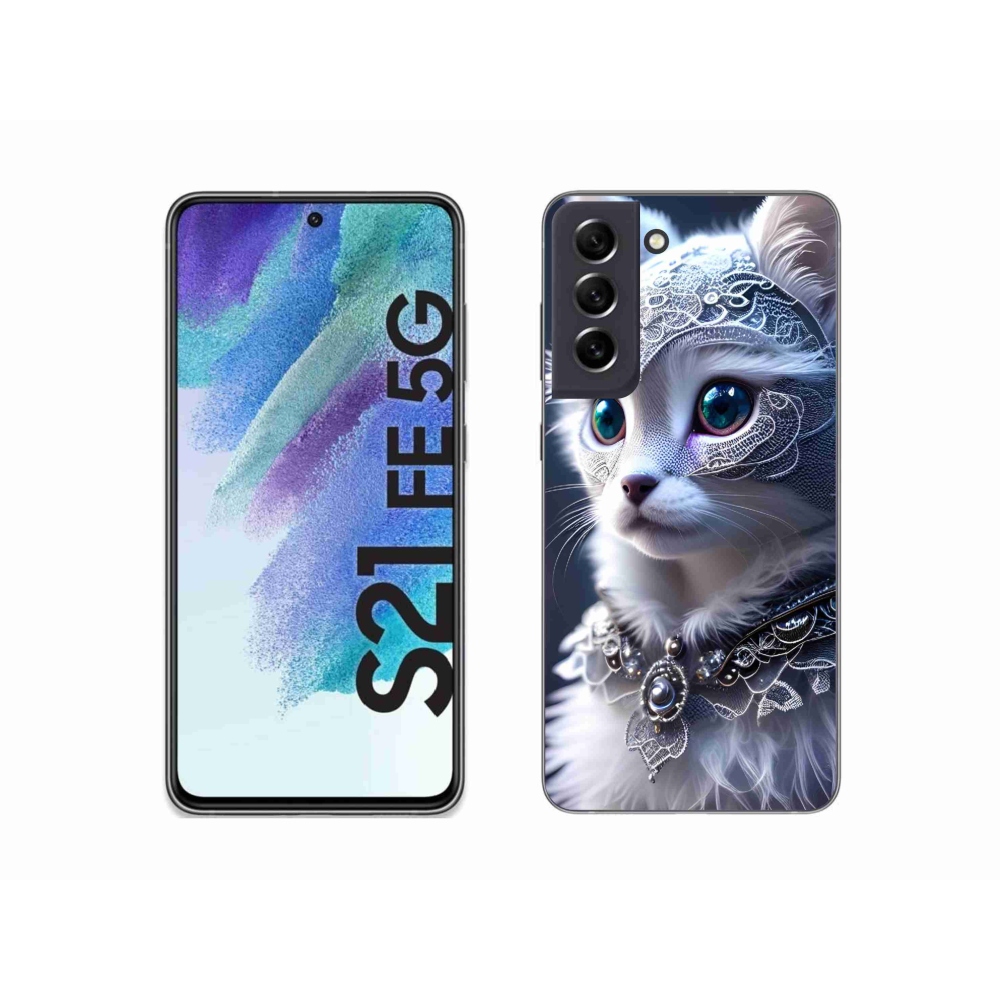 Gélový kryt mmCase na Samsung Galaxy S21 FE 5G - biela mačka