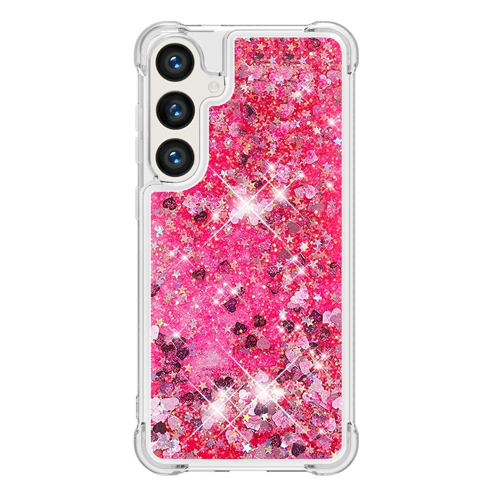 Glitter presýpací gélový obal na Samsung Galaxy S24 - ružový/srdiečka