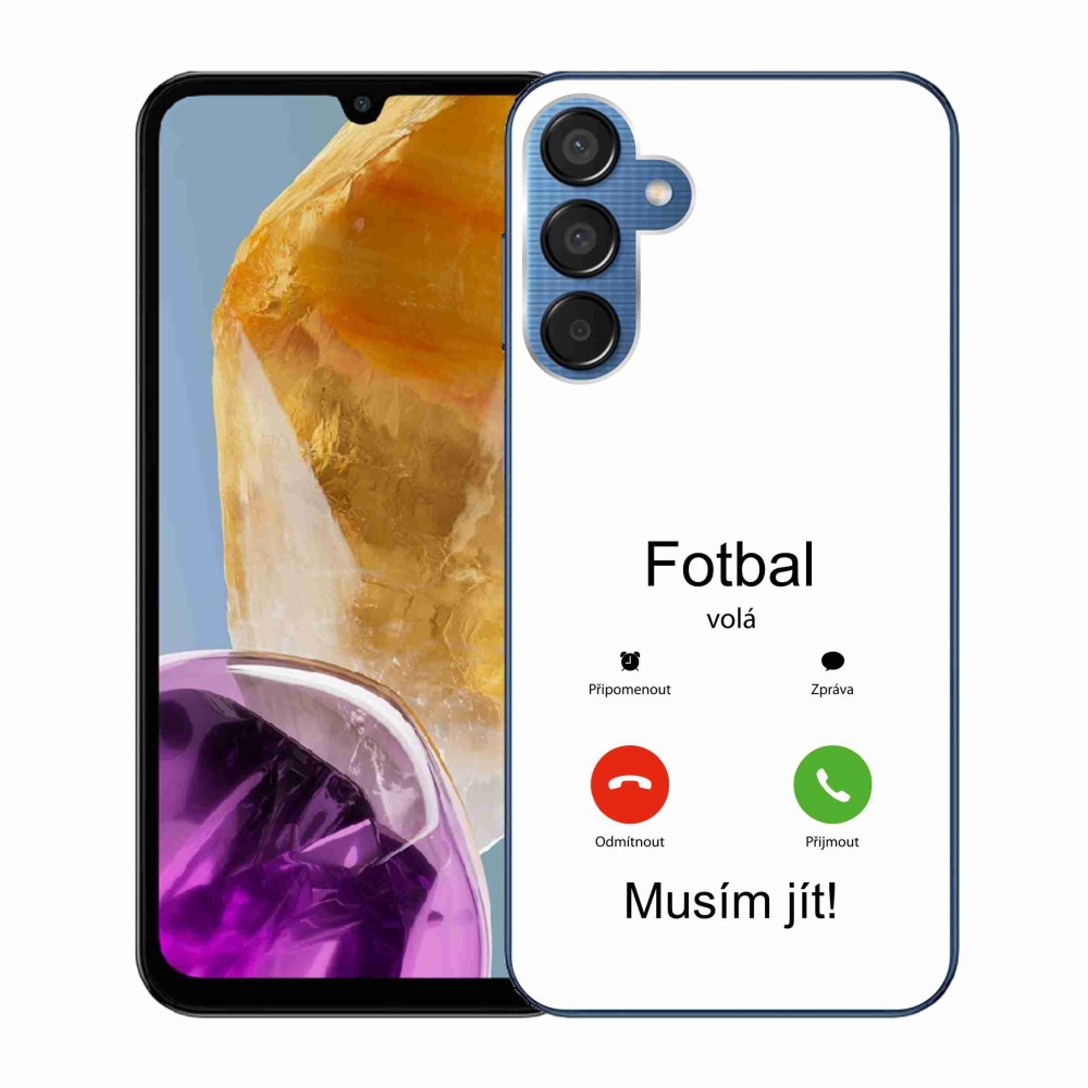 Gélový kryt mmCase na Samsung Galaxy M15 5G - futbal volá biele pozadie