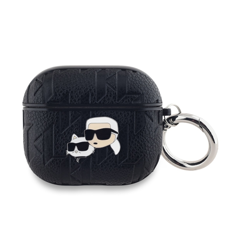 Karl Lagerfeld PU Embossed Karl and Choupette Heads Puzdro pre AirPods 3 Black