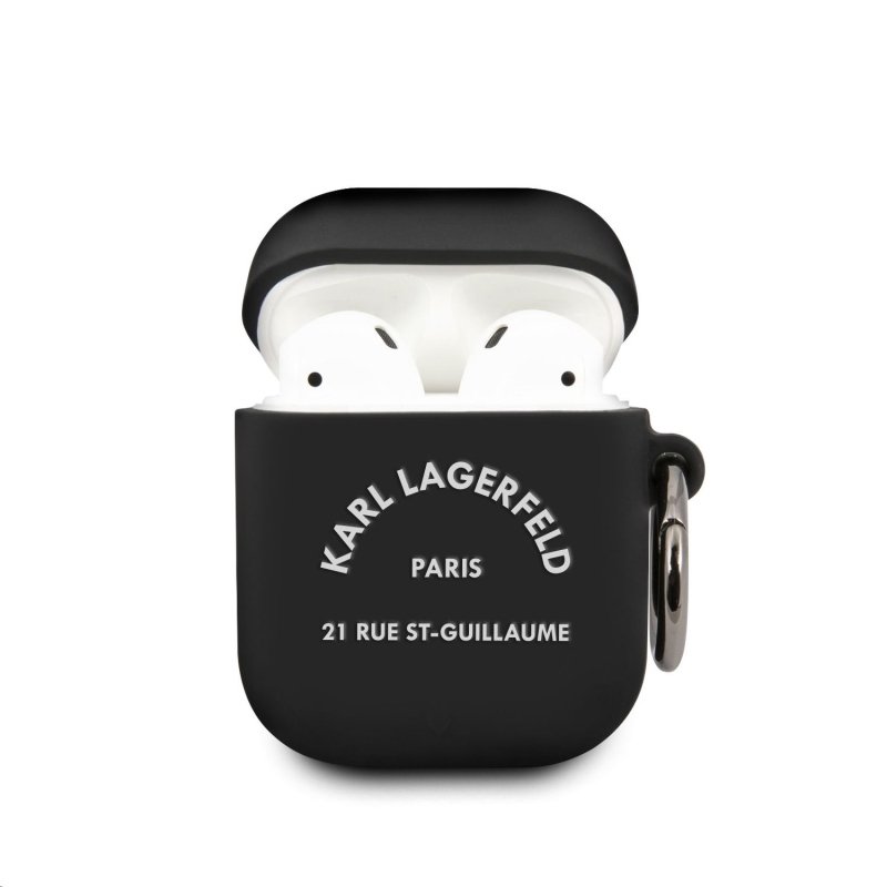 Karl Lagerfeld Rue St Guillaume Silikónové Puzdro pre Airpods 1/2 Black