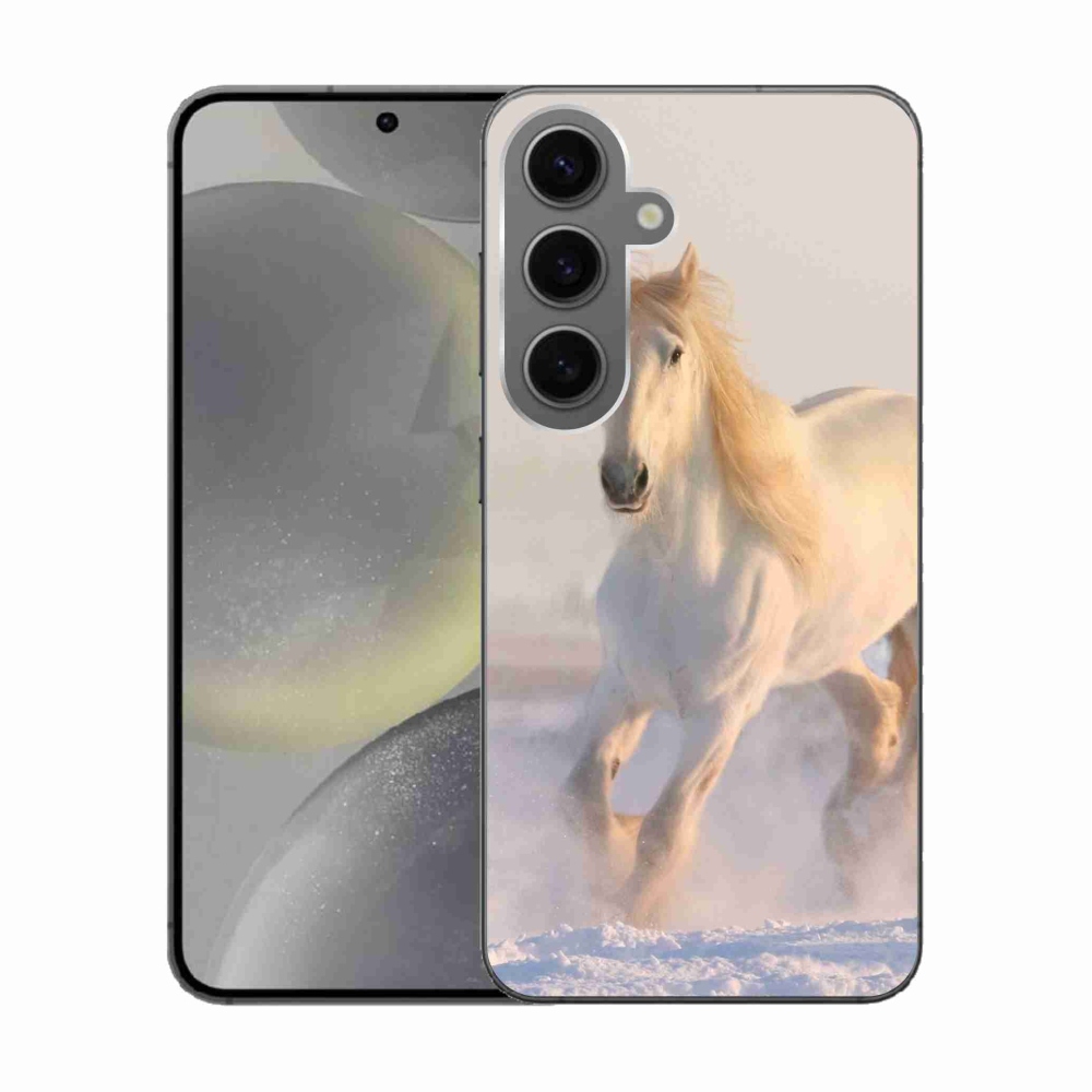 Gélový obal mmCase na Samsung Galaxy S24 - kôň v snehu