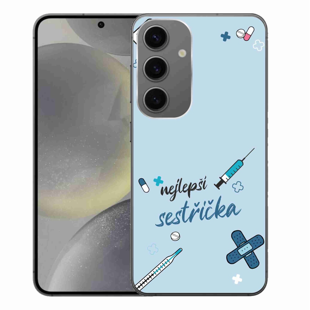 Gélový kryt mmCase na Samsung Galaxy S24+ - najlepšia sestrička modré pozadie