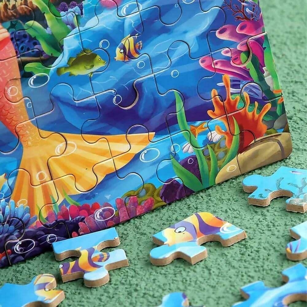 Drevené puzzle v kovovej krabičke 60 dielikov - morská panna